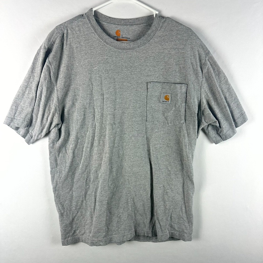 Carhartt K87 T-Shirt Men Large Gray Original Fit Heavyweight Short Sleeve Pocket